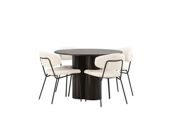 Olivero spisebord 110 cm rundt med 4 Chico spisestoler - Møbler - Bord - Spisegruppe