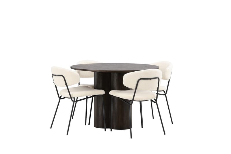 Olivero spisebord 110 cm rundt med 4 Chico spisestoler - Møbler - Bord - Spisegruppe