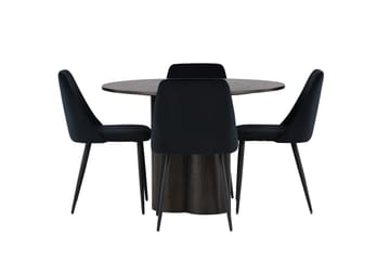 Olivero spisebord 110 cm rundt med 4 Night spisestoler - Møbler - Bord - Spisegruppe