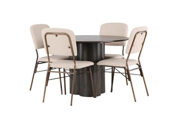 Olivero Spisebord 110 cm Rundt med 4 Seda Spisestoler - Mørkebrun - Møbler - Bord - Spisegruppe