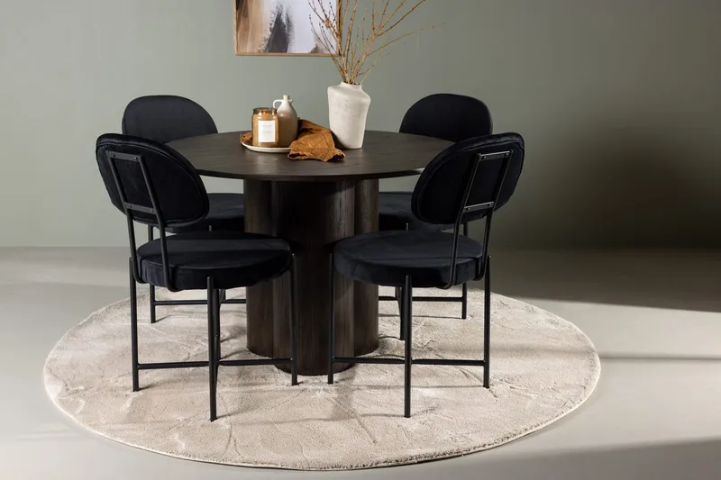 Olivero Spisebord 110 cm Rundt med 4 Stella Spisestoler