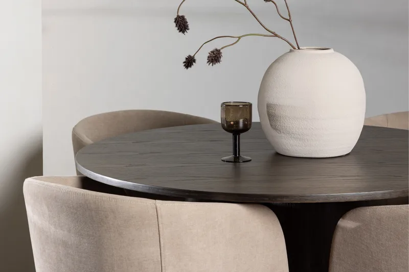 Olivia Matgruppe 110 cm Rund med 4 Berit Stoler - Beige - Møbler - Bord - Spisegruppe