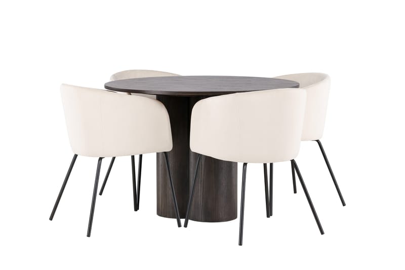 Olivia Matgruppe 110 cm Rund med 4 Berit Stoler - Beige - Møbler - Bord - Spisegruppe
