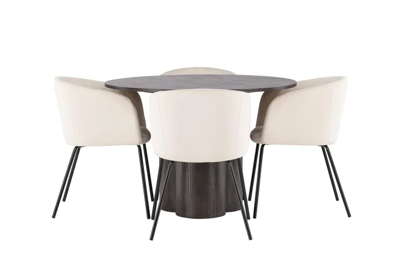 Olivia Matgruppe 110 cm Rund med 4 Berit Stoler, Beige
