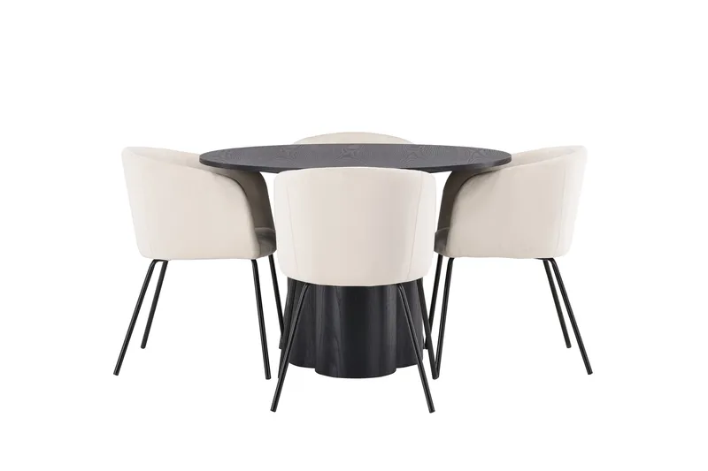 Olivia Matgruppe 110 cm Rund med 4 Berit Stoler, Beige