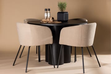 Olivia Matgruppe 110 cm Rund med 4 Berit Stoler - Beige - Møbler - Bord - Spisegruppe