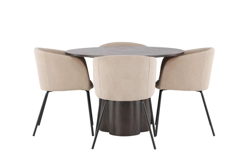 Olivia Matgruppe 110 cm Rund med 4 Berit Stoler, Beige