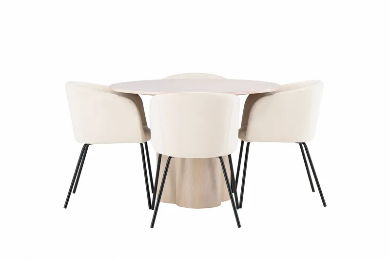 Olivia Matgruppe 110 cm Rund med 4 Berit Stoler, Whitewash