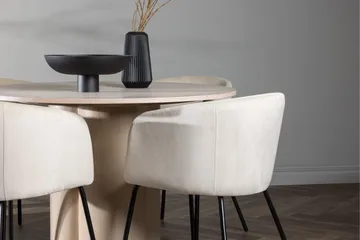 Olivia Matgruppe 110 cm Rund med 4 Berit Stoler - Whitewash - Møbler - Bord - Spisegruppe