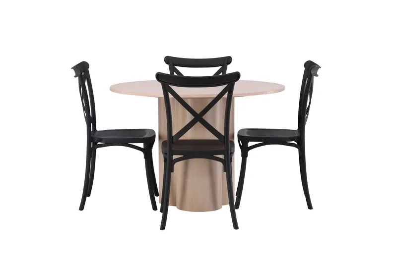 Olivia Matgruppe 110 cm Rund med 4 Crosett Stoler, Whitewash