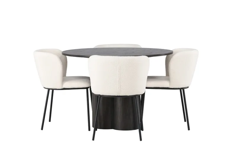 Olivia Matgruppe 110 cm Rund med 4 Edina Stoler, Mocca