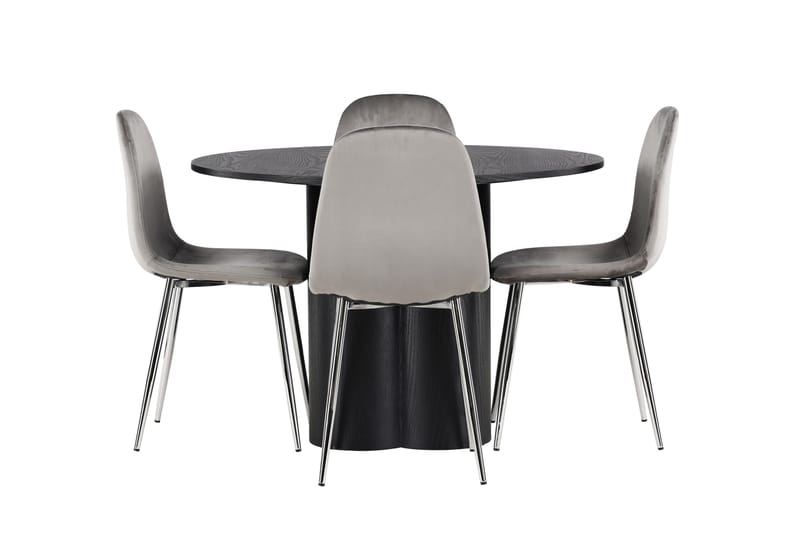 Olivia Matgruppe 110 cm Rund med 4 Eva Stoler, Sort