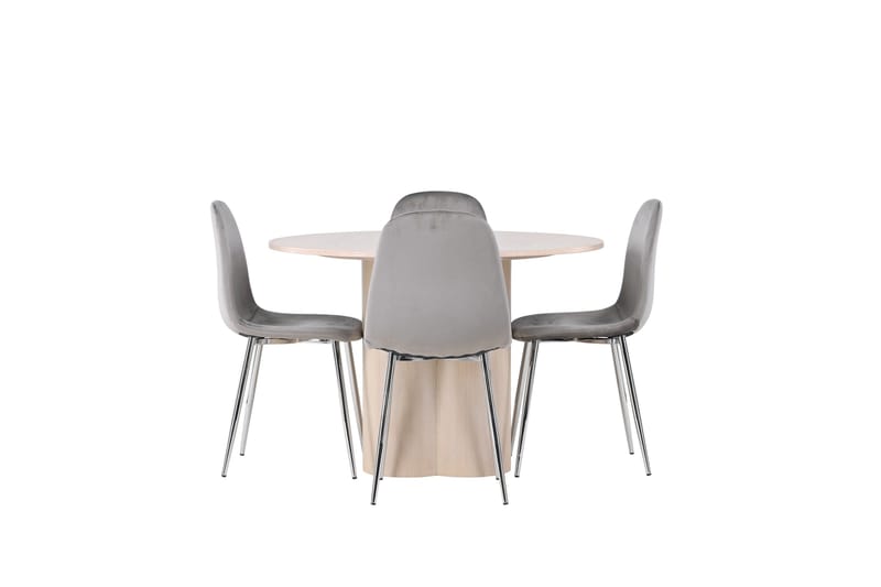 Olivia Matgruppe 110 cm Rund med 4 Eva Stoler, Whitewash