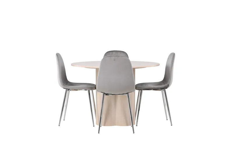 Olivia Matgruppe 110 cm Rund med 4 Eva Stoler, Whitewash