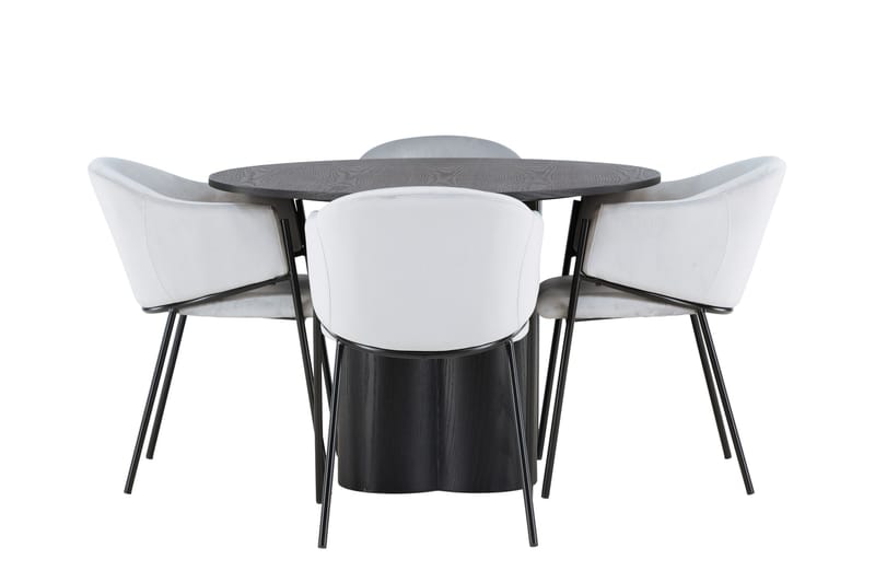 Olivia Matgruppe 110 cm Rund med 4 Evelina Stoler, Sort