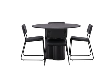 Olivia Matgruppe 110 cm Rund med 4 Kenth Stoler - Sort - Møbler - Bord - Spisegruppe