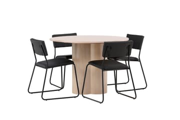 Olivia Matgruppe 110 cm Rund med 4 Kenth Stoler - Sort - Møbler - Bord - Spisegruppe