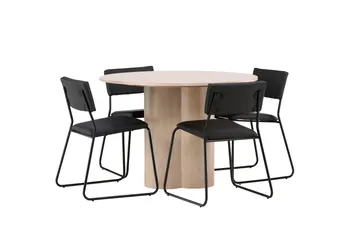 Olivia Matgruppe 110 cm Rund med 4 Kenth Stoler - Sort - Møbler - Bord - Spisegruppe
