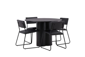 Olivia Matgruppe 110 cm Rund med 4 Kenth Stoler - Sort - Møbler - Bord - Spisegruppe