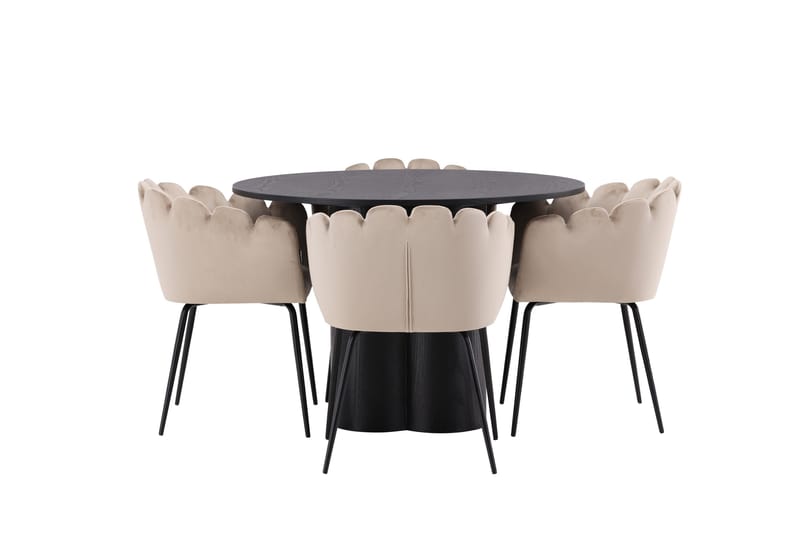 Olivia Matgruppe 110 cm Rund med 4 Limhamn Stoler, Beige