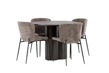 Olivia Matgruppe 110 cm Rund med 4 Modesto Stoler - Beige - Møbler - Bord - Spisegruppe