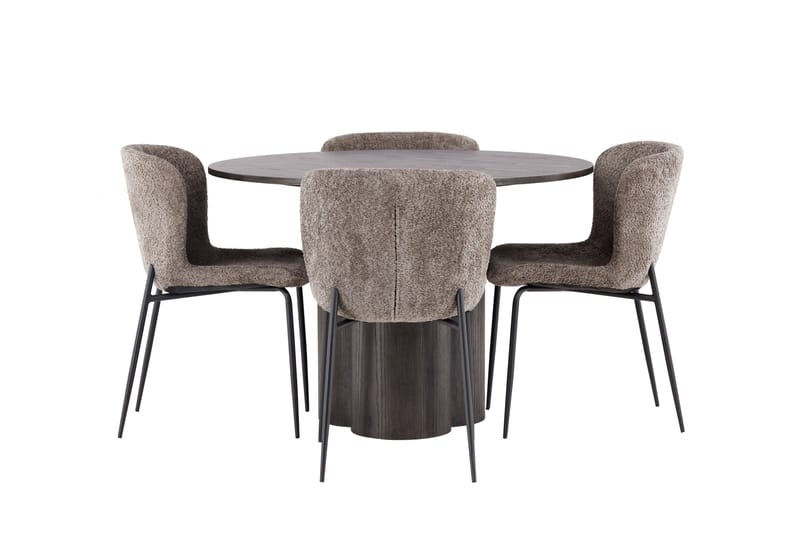 Olivia Matgruppe 110 cm Rund med 4 Modesto Stoler, Beige