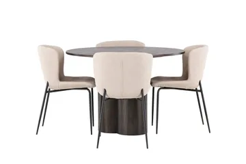 Olivia Matgruppe 110 cm Rund med 4 Modesto Stoler - Mørk grå - Møbler - Bord - Spisegruppe