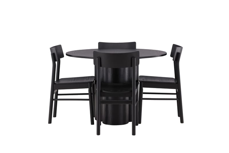 Olivia Matgruppe 110 cm Rund med 4 Montros Stoler, Sort