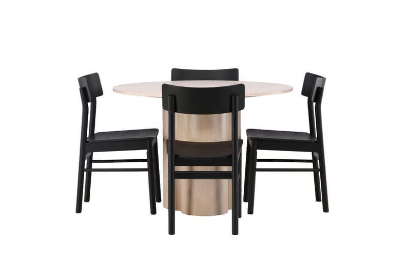 Olivia Matgruppe 110 cm Rund med 4 Montros Stoler, Whitewash