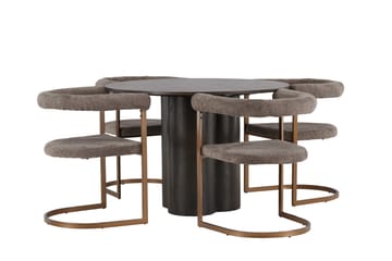Olivia Matgruppe 110 cm Rund med 4 Morning Stoler - Brun - Møbler - Bord - Spisegruppe