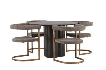 Olivia Matgruppe 110 cm Rund med 4 Morning Stoler - Brun - Møbler - Bord - Spisegruppe