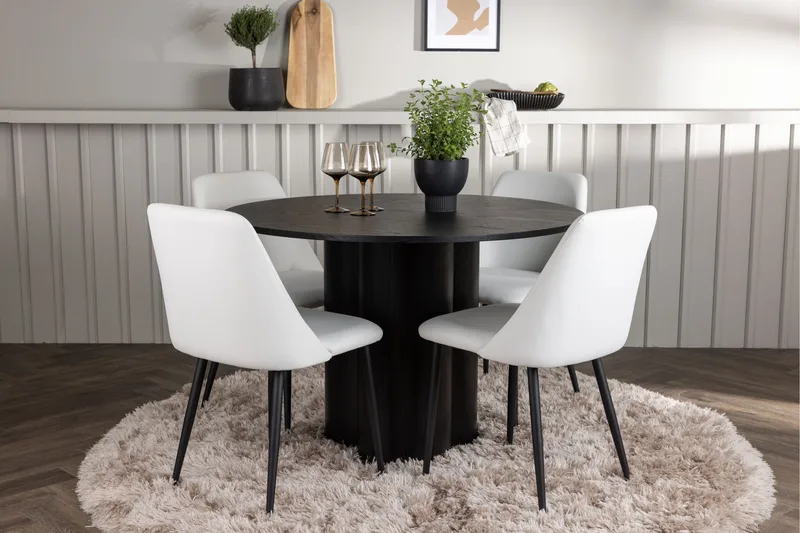 Olivia Matgruppe 110 cm Rund med 4 Night Stoler, Sort