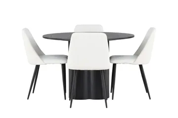 Olivia Matgruppe 110 cm Rund med 4 Night Stoler - Sort - Møbler - Bord - Spisegruppe