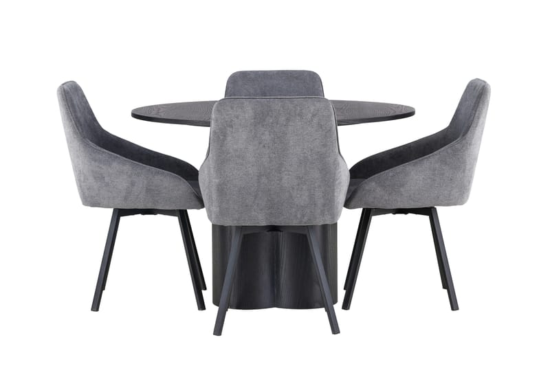 Olivia Matgruppe 110 cm Rund med 4 Rosie Stoler, Sort