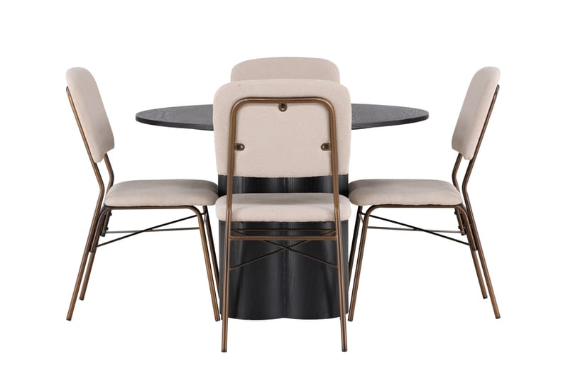 Olivia Matgruppe 110 cm Rund med 4 Seda Stoler, Beige