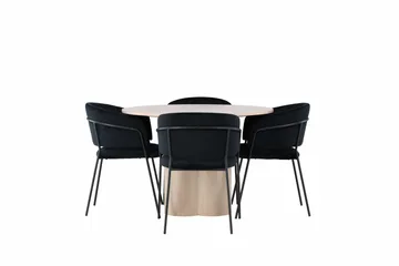 Olivia Matgruppe 110 cm Rund med 4 Selma Stoler - Sort - Møbler - Bord - Spisegruppe