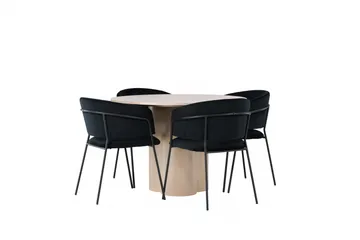 Olivia Matgruppe 110 cm Rund med 4 Selma Stoler - Sort - Møbler - Bord - Spisegruppe