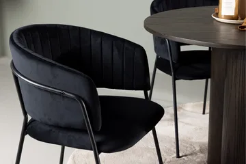 Olivia Matgruppe 110 cm Rund med 4 Selma Stoler - Sort - Møbler - Bord - Spisegruppe