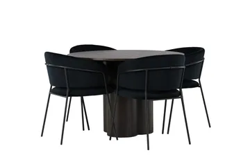 Olivia Matgruppe 110 cm Rund med 4 Selma Stoler - Sort - Møbler - Bord - Spisegruppe