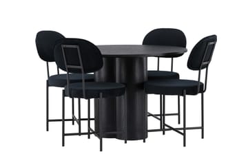 Olivia Matgruppe 110 cm Rund med 4 Stella Stoler - Sort - Møbler - Bord - Spisegruppe