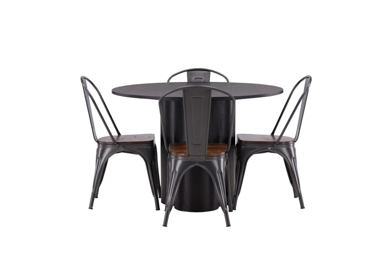Olivia Matgruppe 110 cm Rund med 4 Tempe Stoler, Sort