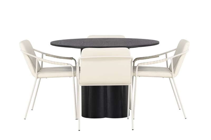 Olivia Matgruppe 110 cm Rund med 4 Tvist Stoler, Beige
