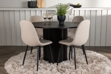 Olivia Matgruppe 110 cm Rund med 4 Polar Stoler - Beige - Møbler - Bord - Spisegruppe