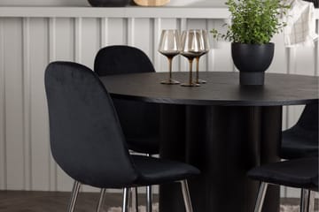 Olivia Matgruppe 110 cm Rund med 4 Polar Stoler - Sort - Møbler - Bord - Spisegruppe