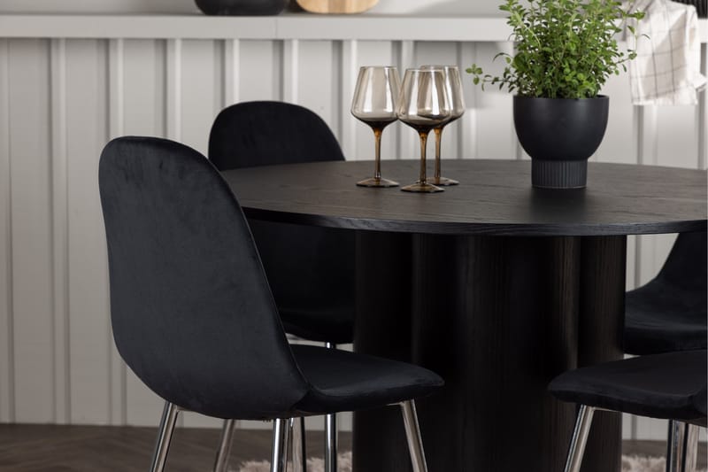 Olivia Matgruppe 110 cm Rund med 4 Polar Stoler - Sort - Møbler - Bord - Spisegruppe