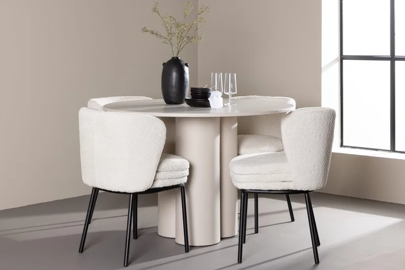 Olivia spisebord 110 cm med 4 Agnes spisestoler
