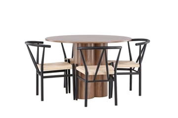 Olivia spisebord 110 cm med 4 Alfons armstoler - Møbler - Bord - Spisegruppe