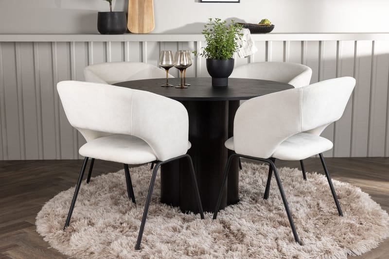Olivia spisebord 110 cm rundt med 4 Day spisestoler