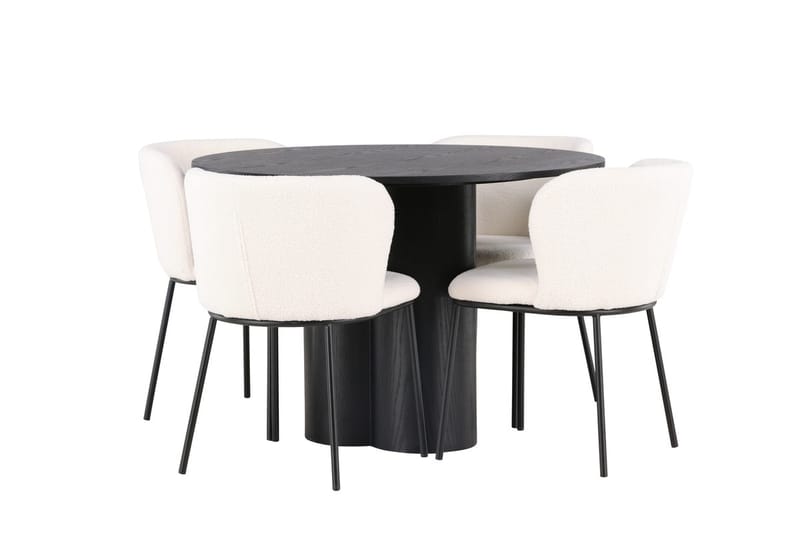 Olivia spisebord 110 cm rundt med 4 Edina spisestoler - Møbler - Bord - Spisegruppe
