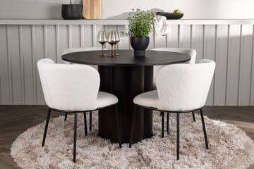 Olivia spisebord 110 cm rundt med 4 Edina spisestoler - Møbler - Bord - Spisegruppe